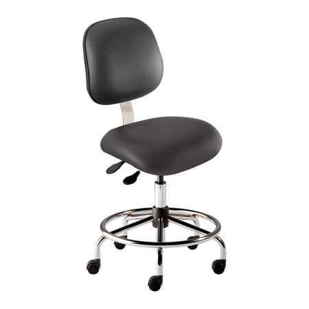 Biofit BioFit Antimicrobial Stool, 21"-28" Seat Height, Black Vinyl - Chrome Steel Base - Elite Series EES-M-RC-T-XF-XA-C-P28540